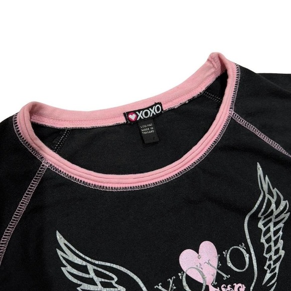 VTG Early 2000s Black & Pink Y2K XOXO Grunge Girly Heart & Wings Design‎ - Picture 3 of 3